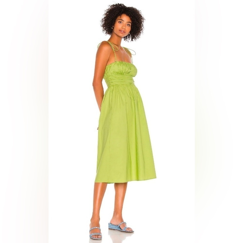 Song of Style Marianne Cotton Midi Dress in Celery Green L